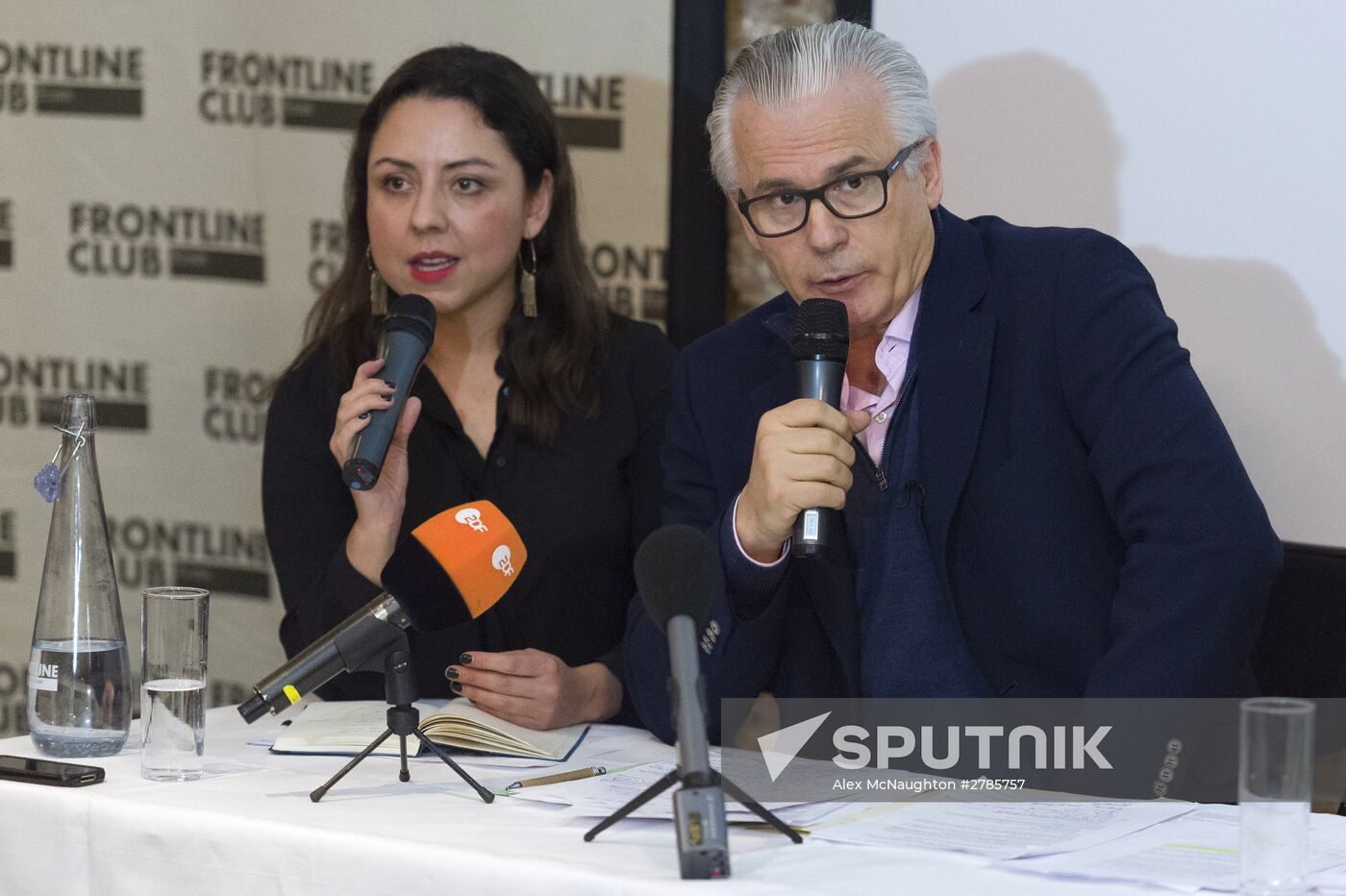 Julian Assange gives press conference over a video link from Ecuador Embassy in London