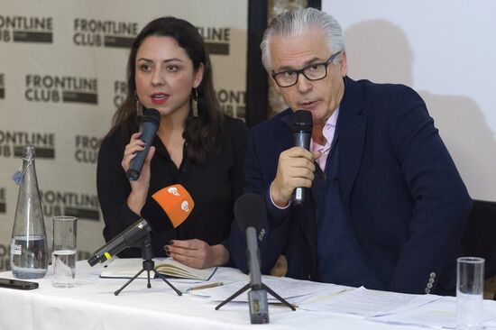 Julian Assange gives press conference over a video link from Ecuador Embassy in London