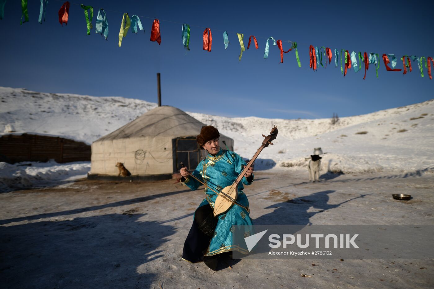 Winter shepherd camps in Republic of Tuva