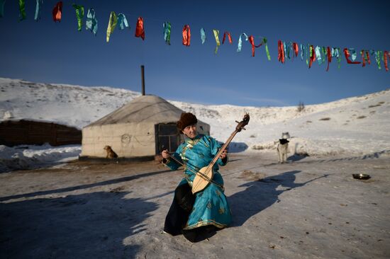 Winter shepherd camps in Republic of Tuva