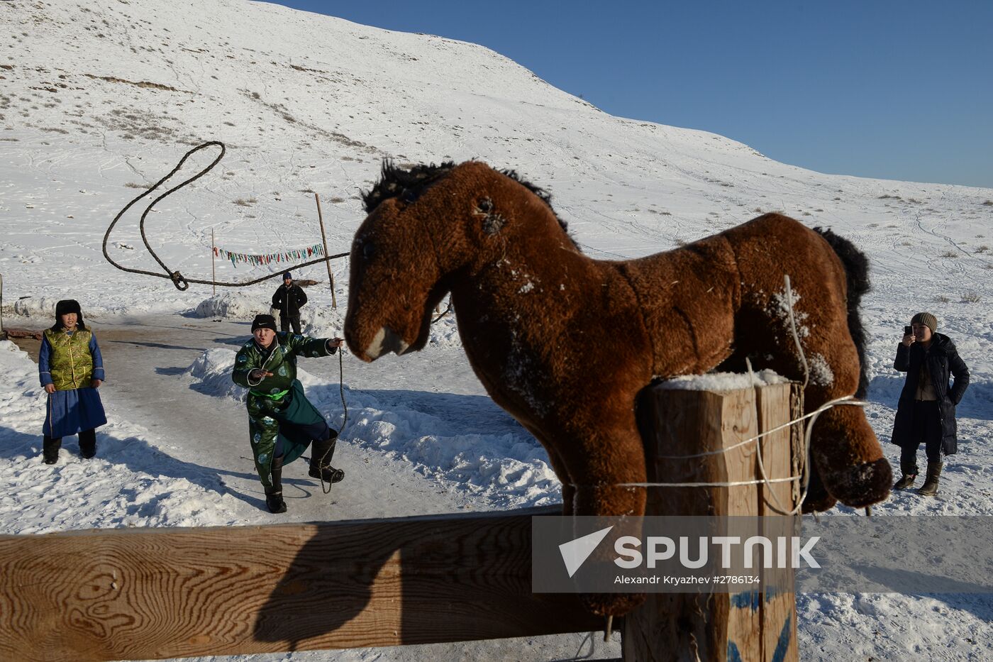 Winter shepherd camps in Republic of Tuva