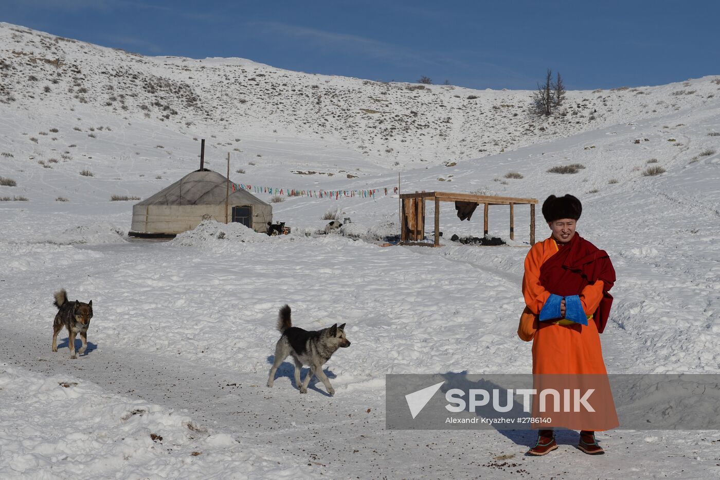 Winter shepherd camps in Republic of Tuva