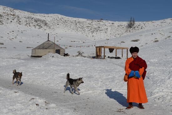 Winter shepherd camps in Republic of Tuva