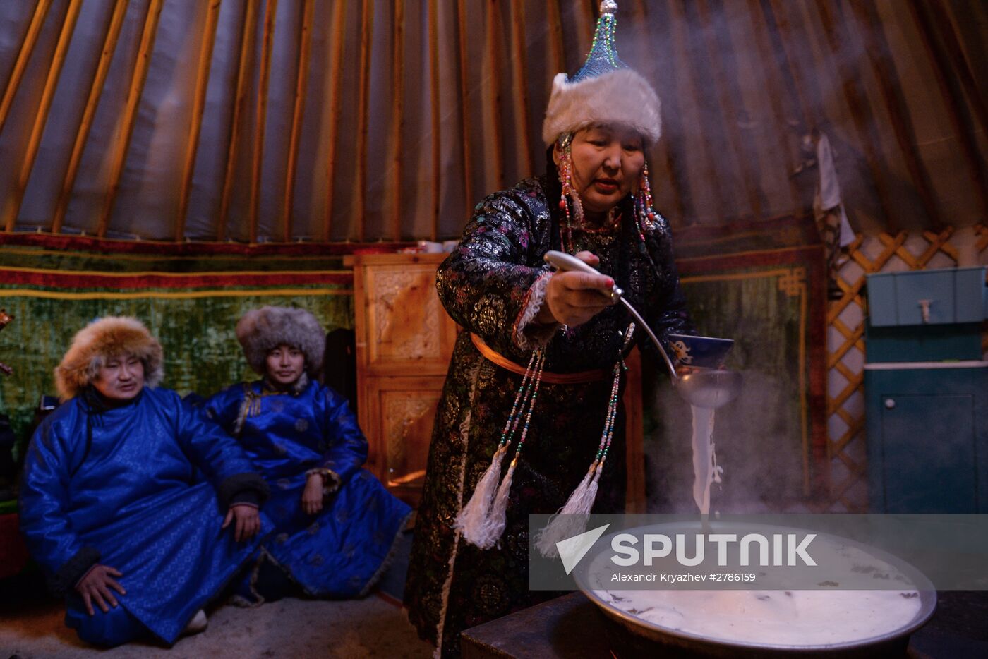 Winter shepherd camps in Republic of Tuva