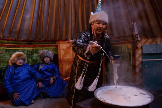 Winter shepherd camps in Republic of Tuva