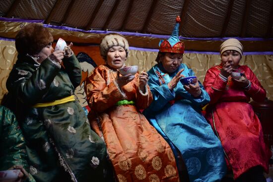 Winter shepherd camps in Republic of Tuva