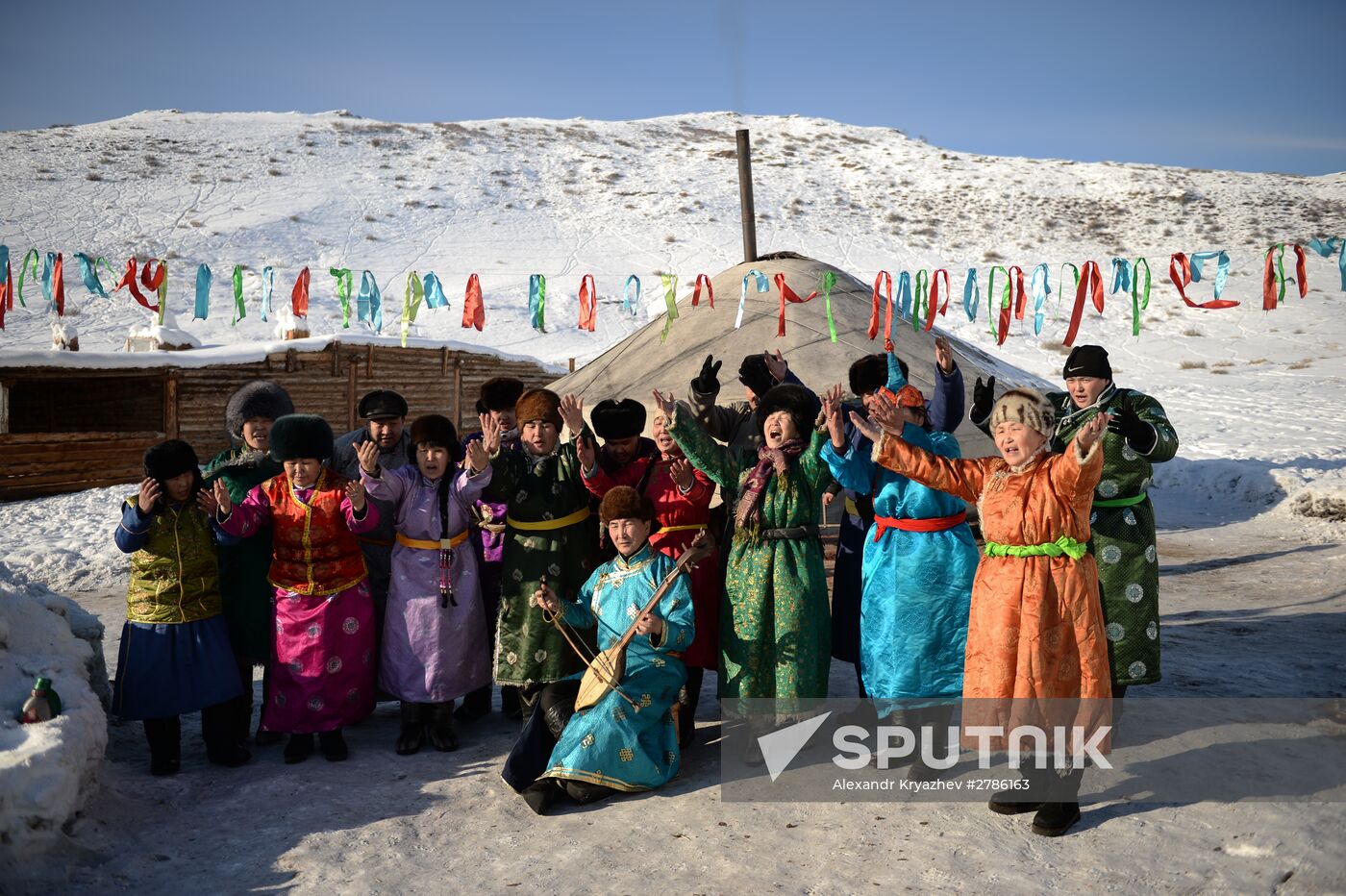 Winter shepherd camps in Republic of Tuva