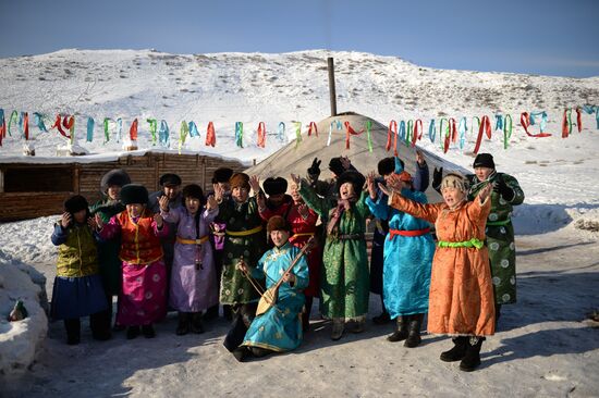 Winter shepherd camps in Republic of Tuva