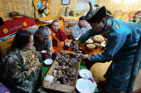 Winter shepherd camps in Republic of Tuva