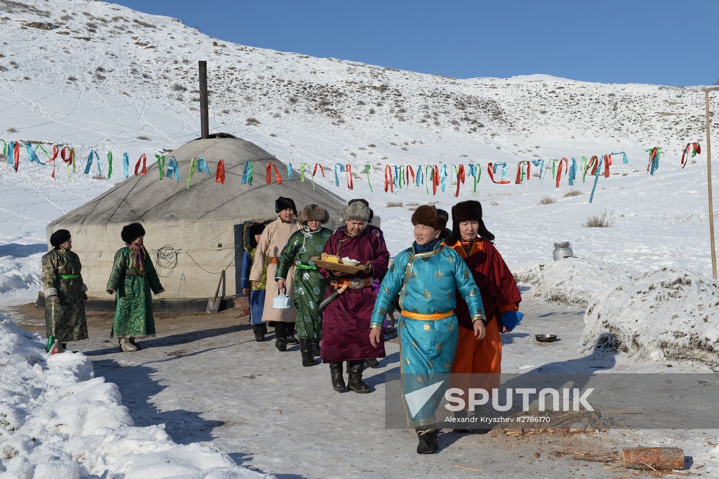 Winter shepherd camps in Republic of Tuva