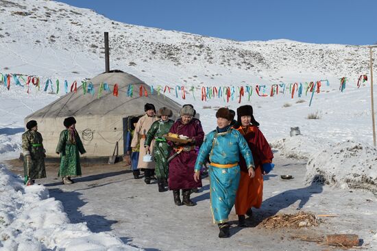 Winter shepherd camps in Republic of Tuva