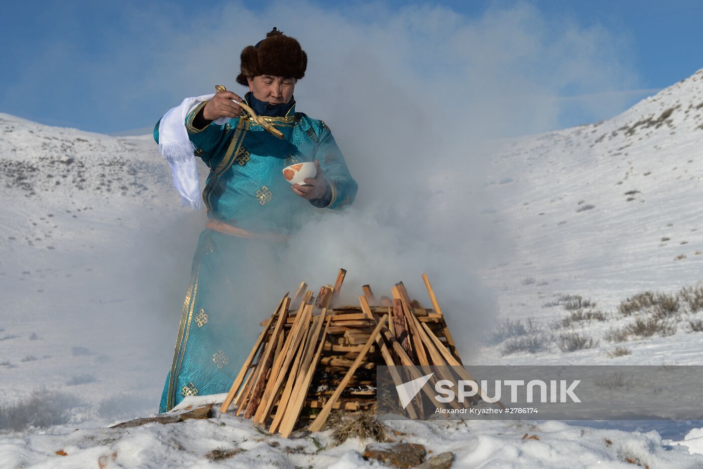 Winter shepherd camps in Republic of Tuva