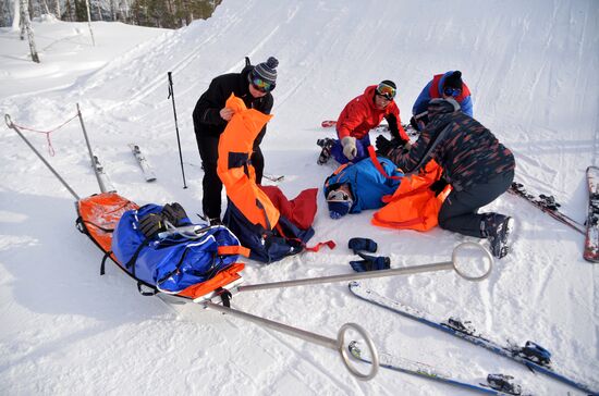 Emergency Ministry's drills at Solnechnaya Dolina (Sun Valley) ski resort