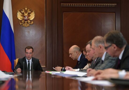 Russian Prime Minister Dmitry Medvedev chairs meeting on economic issues