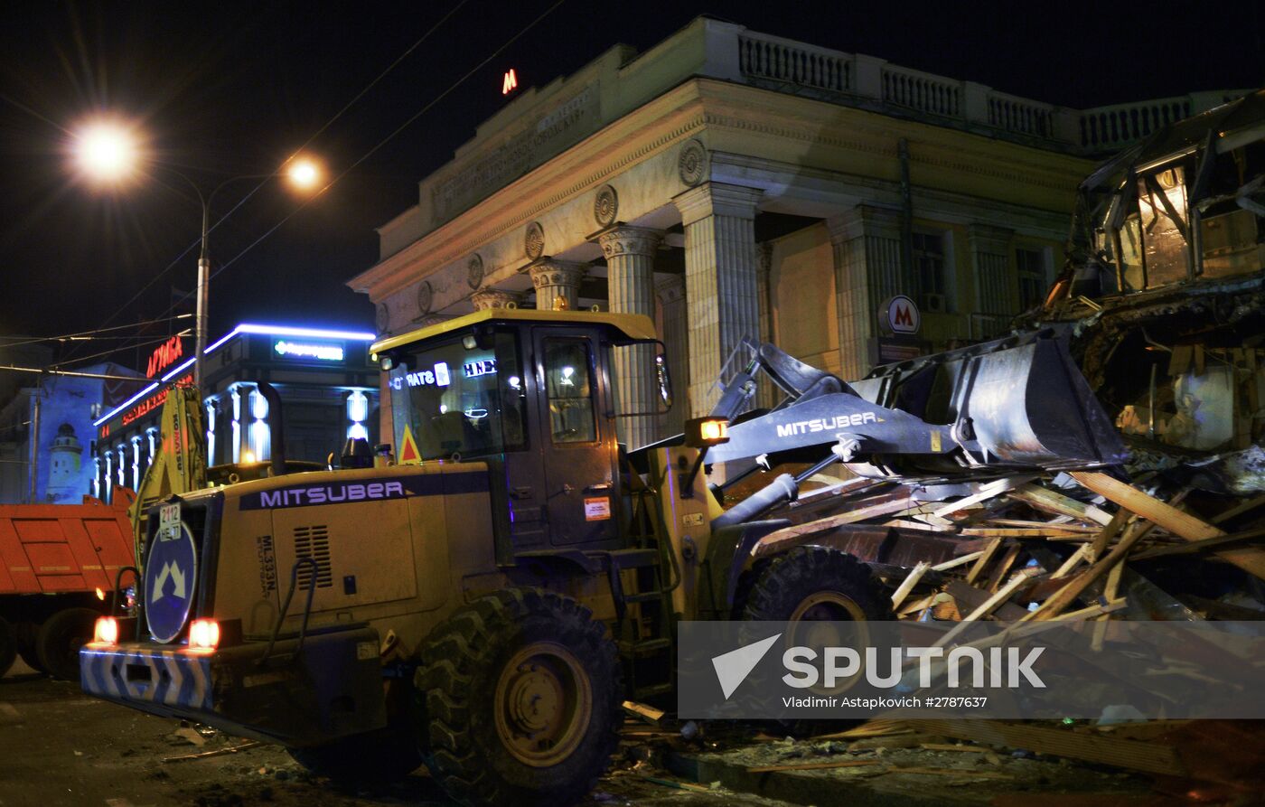 Demolishing illegal kiosks in Moscow