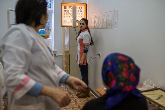 Omsk Surgery Clinic's mobile medical team in Litovka town