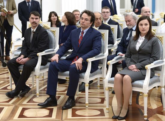 President Vladimir Putin presents Prizes in Science and Innovation for Young Scientists