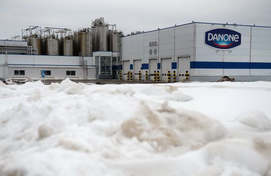 Producing dairy products at Danone plant