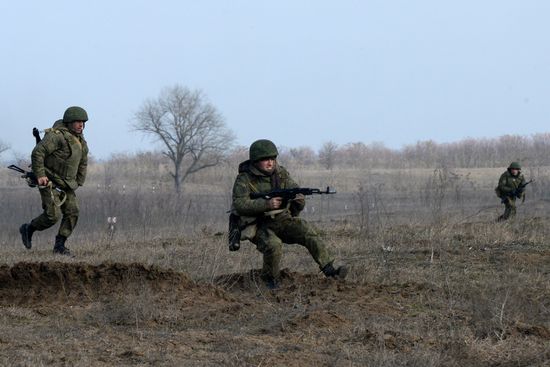 Motorized infantry exercise at Sernovodsky range