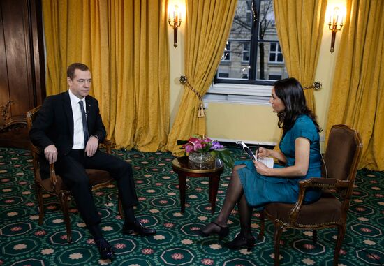 Russian Prime Minister Dmitry Medvedev gives interview to Euronews television
