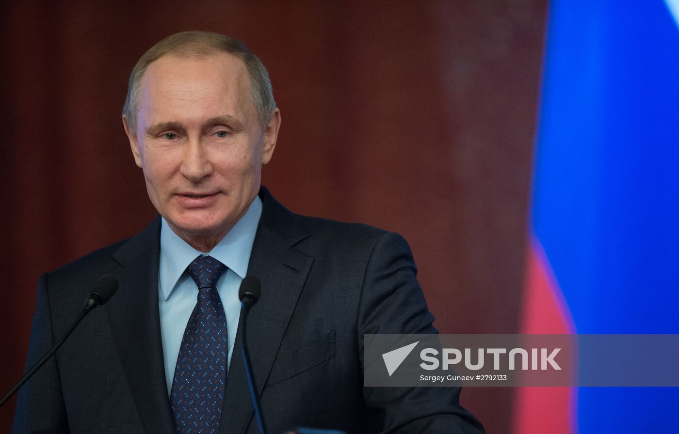 Russian President Vladimir Putin attends national meeting of court chairpersons