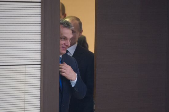 Russian President Vladimir Putin meets with Hungarian Prime Minister Viktor Orban