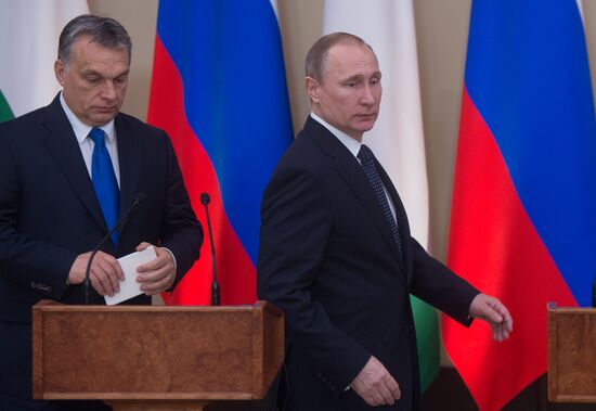 Russian President Vladimir Putin meets with Hungarian Prime Minister Viktor Orban