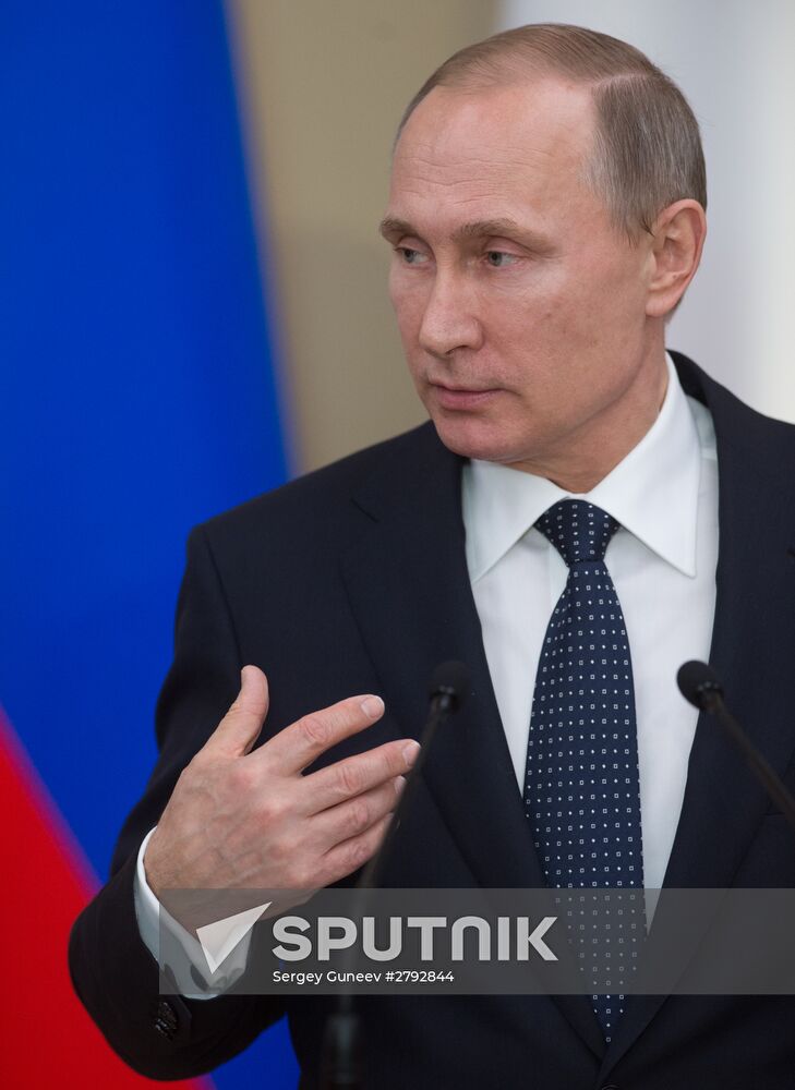 Russian President Vladimir Putin meets with Hungarian Prime Minister Viktor Orban