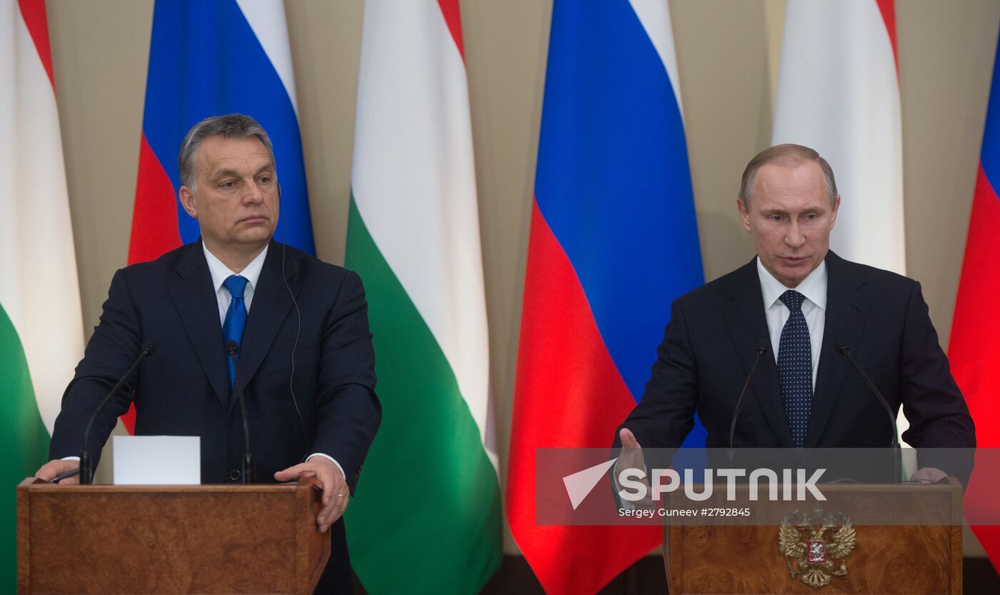 Russian President Vladimir Putin meets with Hungarian Prime Minister Viktor Orban