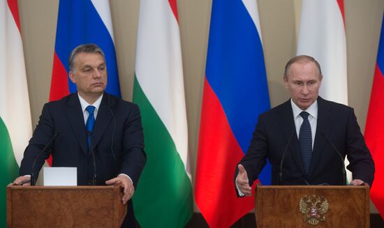 Russian President Vladimir Putin meets with Hungarian Prime Minister Viktor Orban