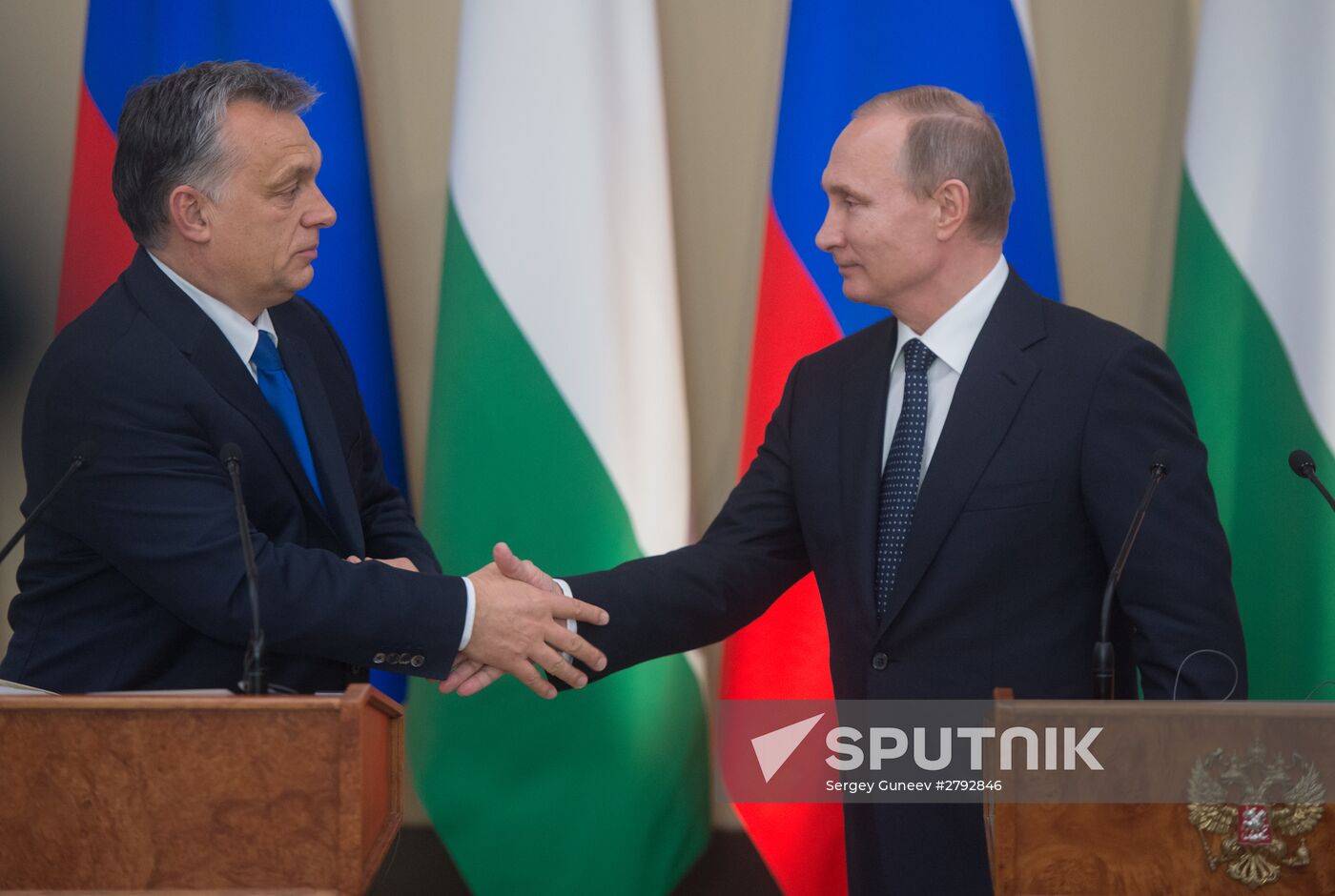 Russian President Vladimir Putin meets with Hungarian Prime Minister Viktor Orban