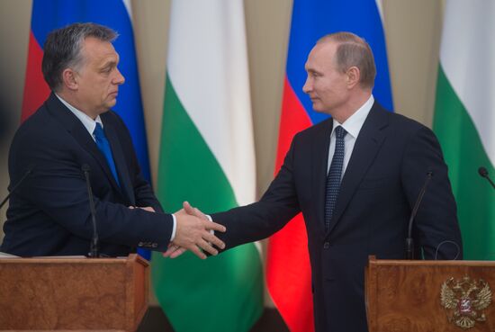 Russian President Vladimir Putin meets with Hungarian Prime Minister Viktor Orban