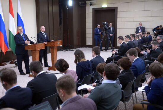 Russian President Vladimir Putin meets with Hungarian Prime Minister Viktor Orban