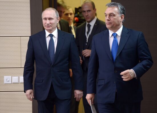 Russian President Vladimir Putin meets with Hungarian Prime Minister Viktor Orban