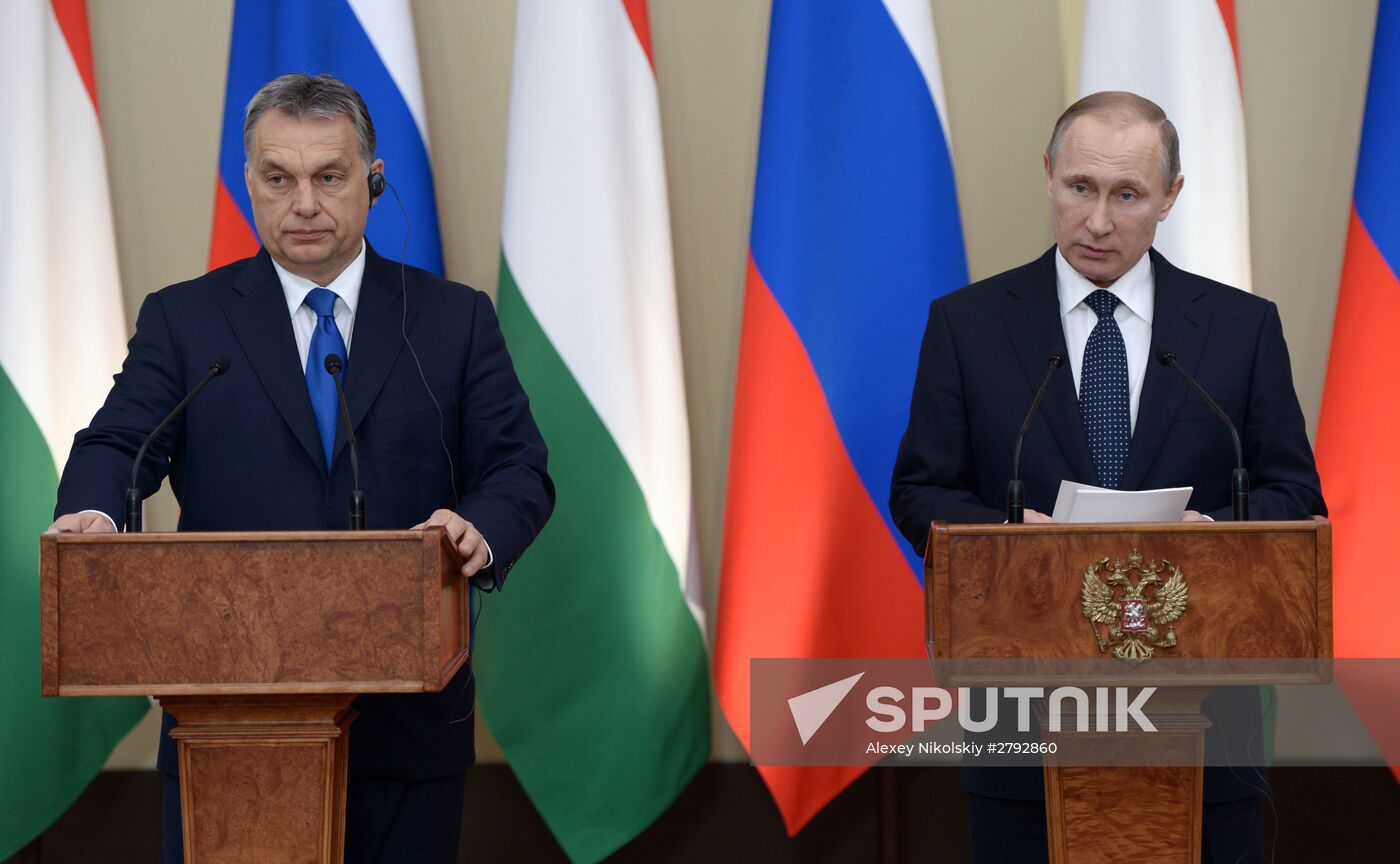 Russian President Vladimir Putin meets with Hungarian Prime Minister Viktor Orban