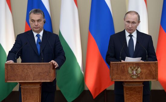 Russian President Vladimir Putin meets with Hungarian Prime Minister Viktor Orban