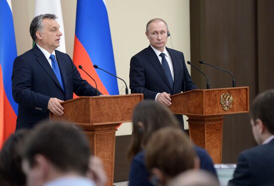 Russian President Vladimir Putin meets with Hungarian Prime Minister Viktor Orban