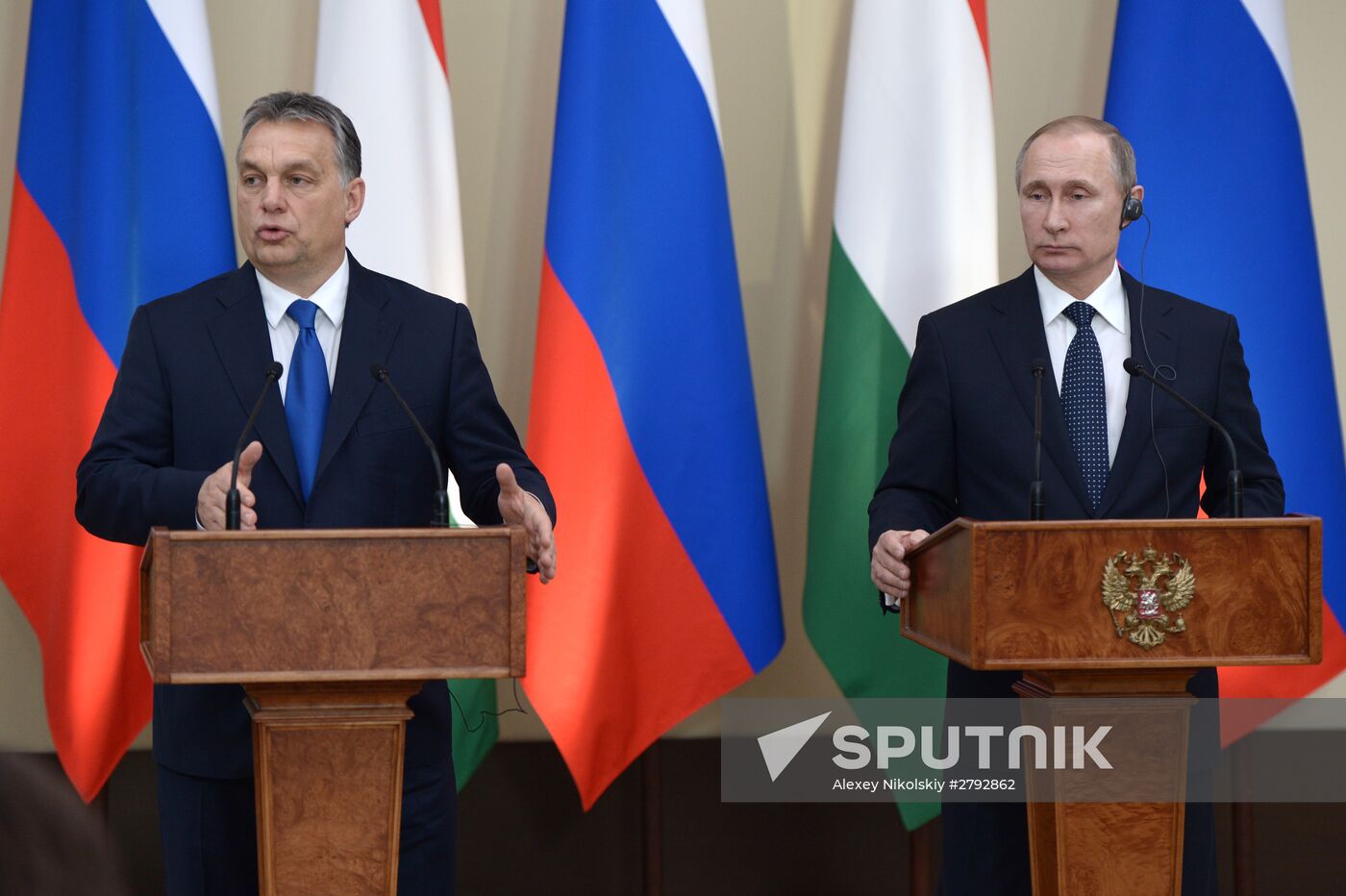 Russian President Vladimir Putin meets with Hungarian Prime Minister Viktor Orban