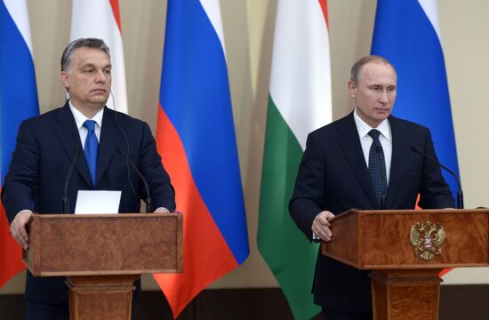 Russian President Vladimir Putin meets with Hungarian Prime Minister Viktor Orban