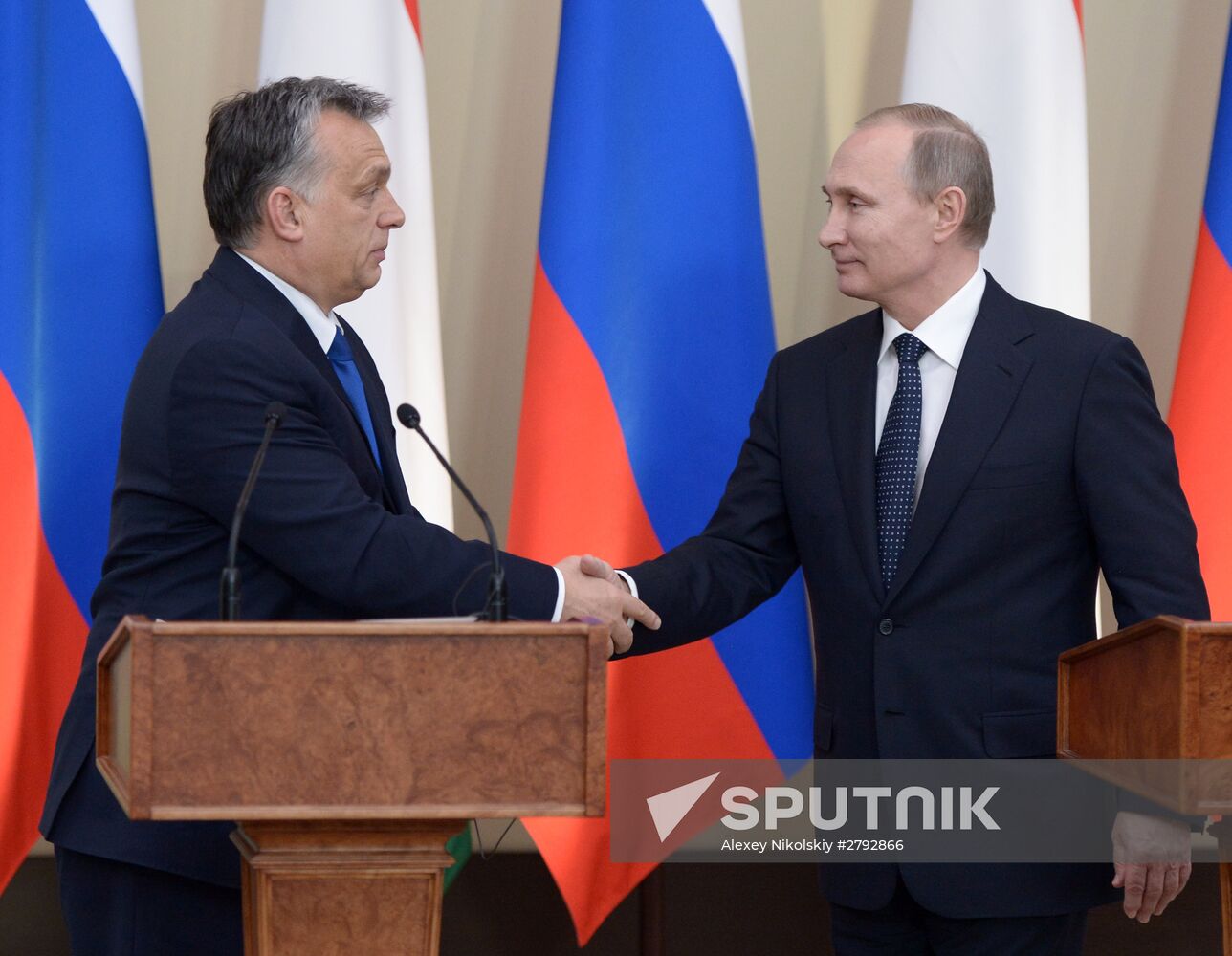 Russian President Vladimir Putin meets with Hungarian Prime Minister Viktor Orban