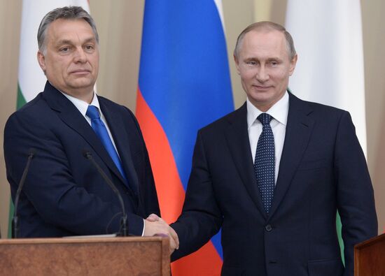 Russian President Vladimir Putin meets with Hungarian Prime Minister Viktor Orban