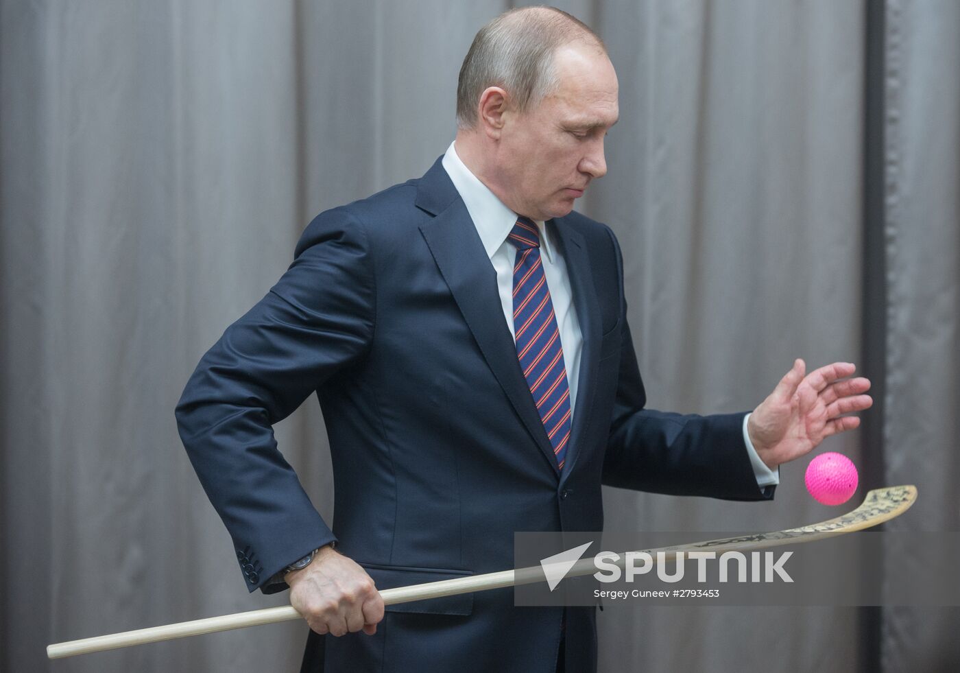 President Vladimir Putin meets with Russian national bandy team