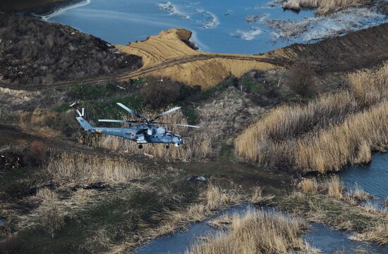 Army aviation helicopters on training mission