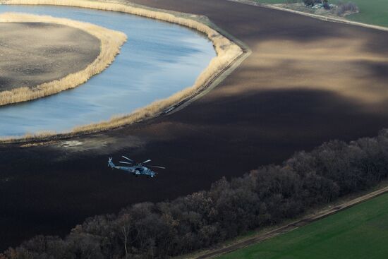 Army aviation helicopters on training mission