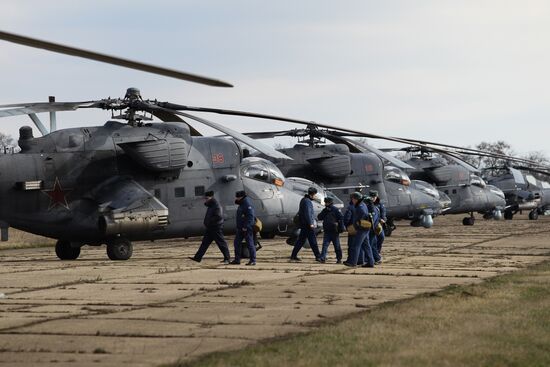 Army aviation helicopters on training mission