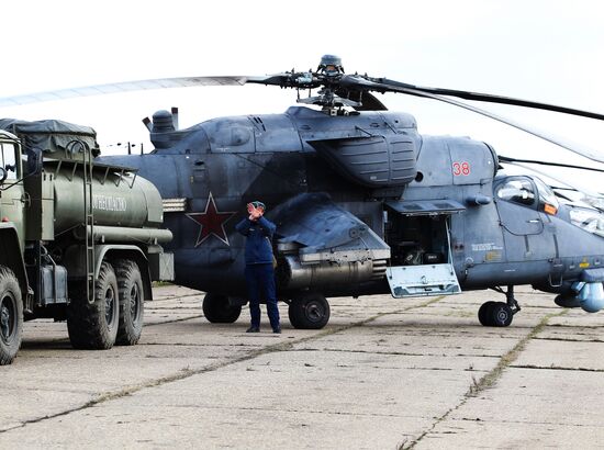 Army aviation helicopters on training mission