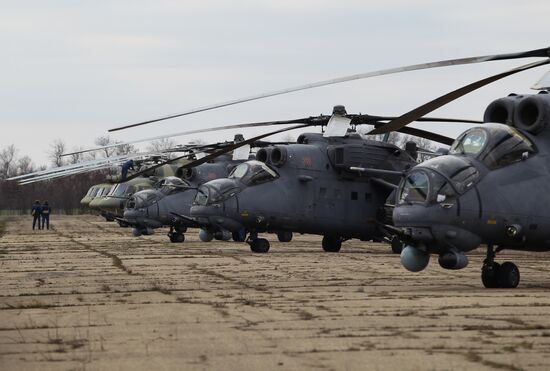 Army aviation helicopters on training mission