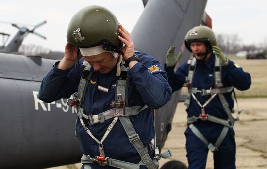 Army aviation helicopters on training mission