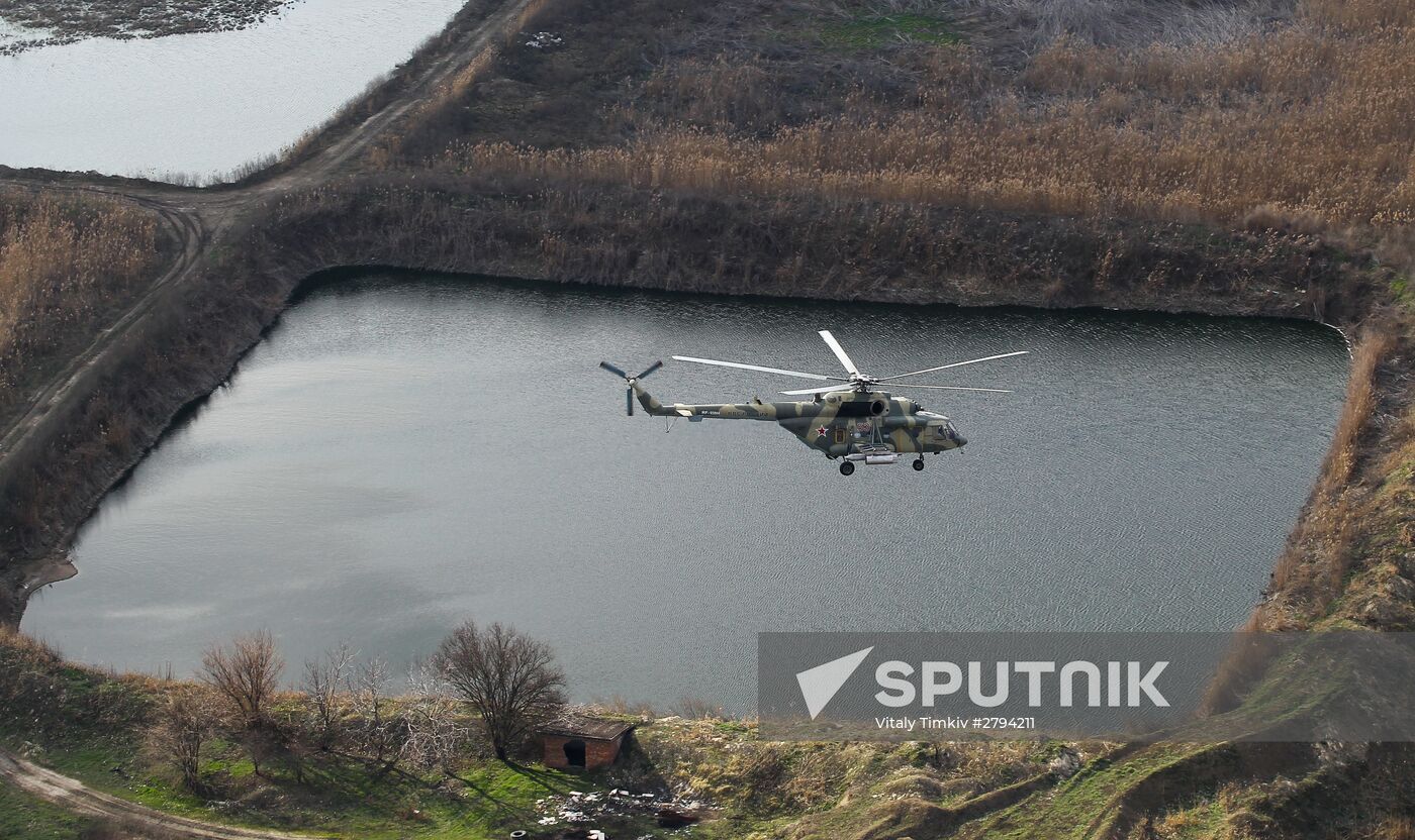 Army aviation helicopters on training mission