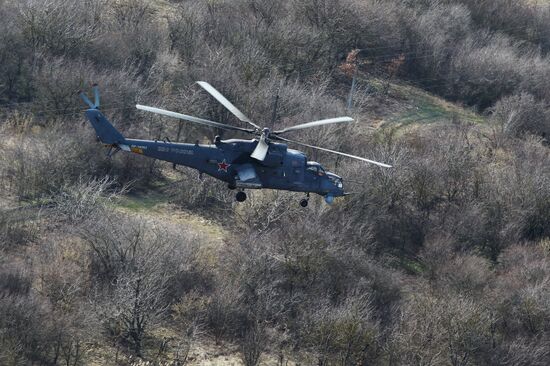 Army aviation helicopters on training mission